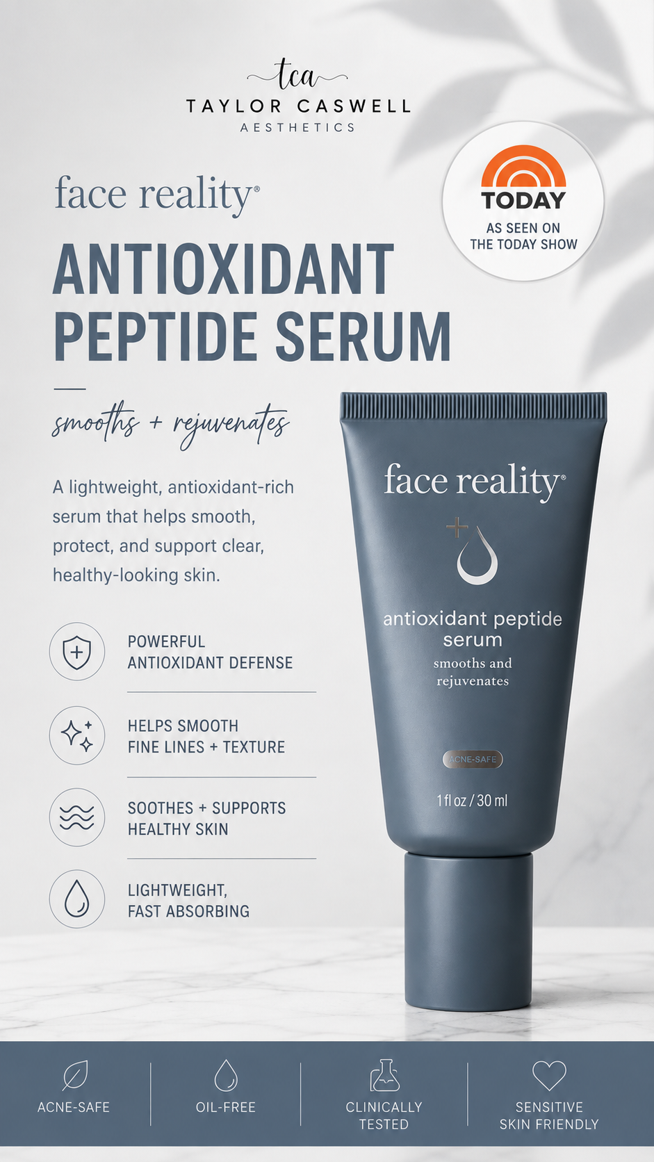 Face Reality Antioxidant Peptide Serum | Lightweight Antioxidant Facial Serum | Taylor Caswell Aesthetics